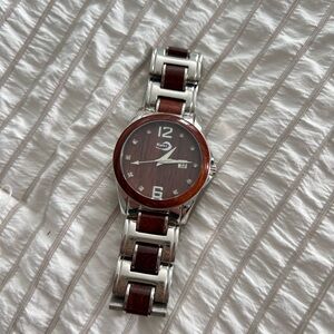 Waves Wood & Stainless Steel Women’s Watch
